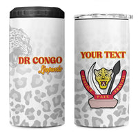 Custom DR Congo Football 4 in 1 Can Cooler Tumbler Go Champions Leopards - White - Wonder Print Shop
