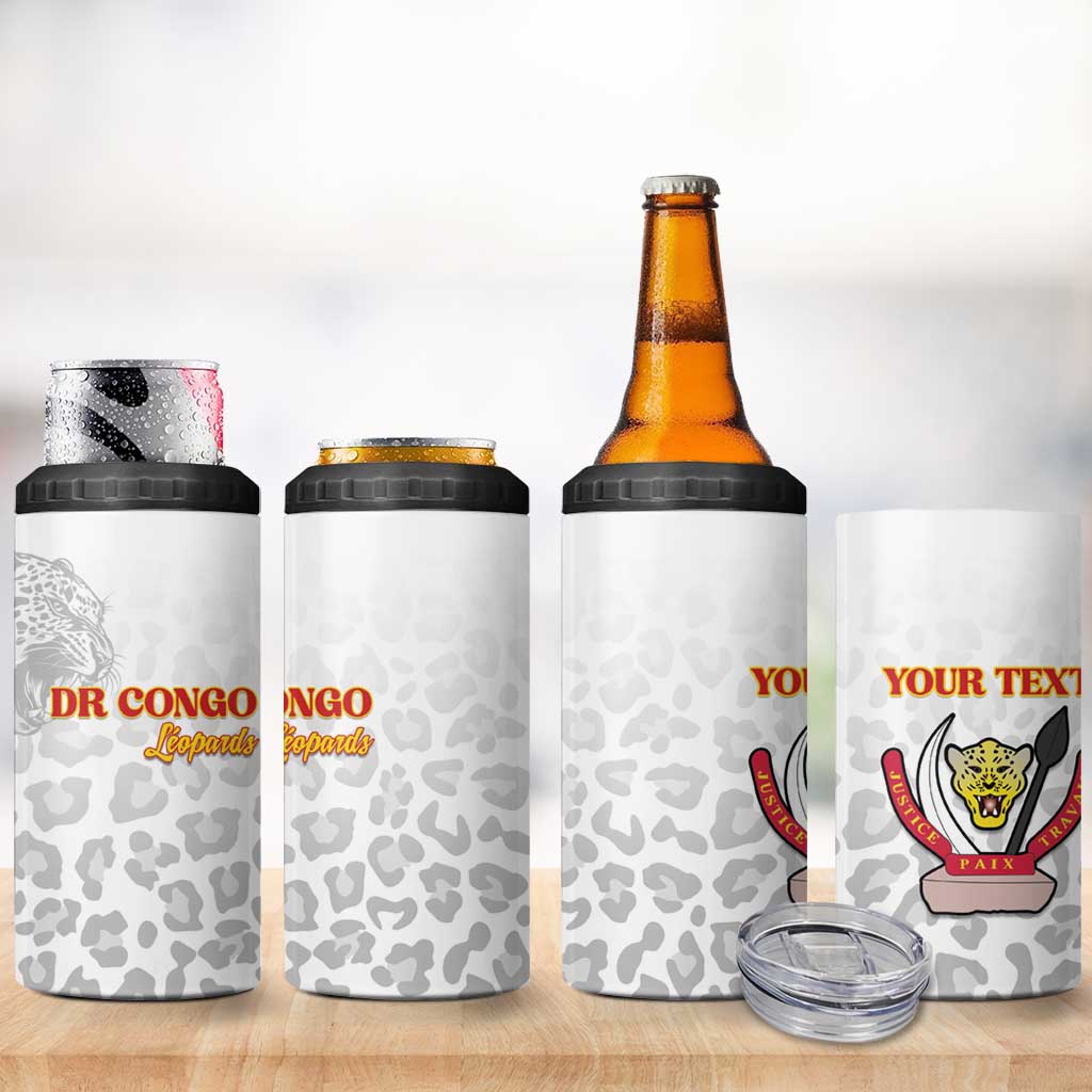 Custom DR Congo Football 4 in 1 Can Cooler Tumbler Go Champions Leopards - White - Wonder Print Shop