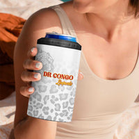 Custom DR Congo Football 4 in 1 Can Cooler Tumbler Go Champions Leopards - White - Wonder Print Shop