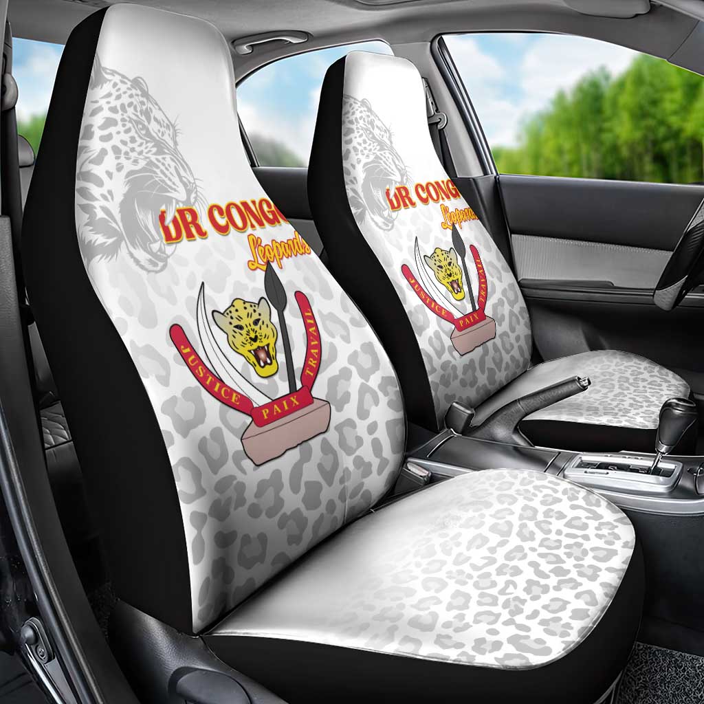 DR Congo Football Car Seat Cover Go Champions Leopards - White - Wonder Print Shop