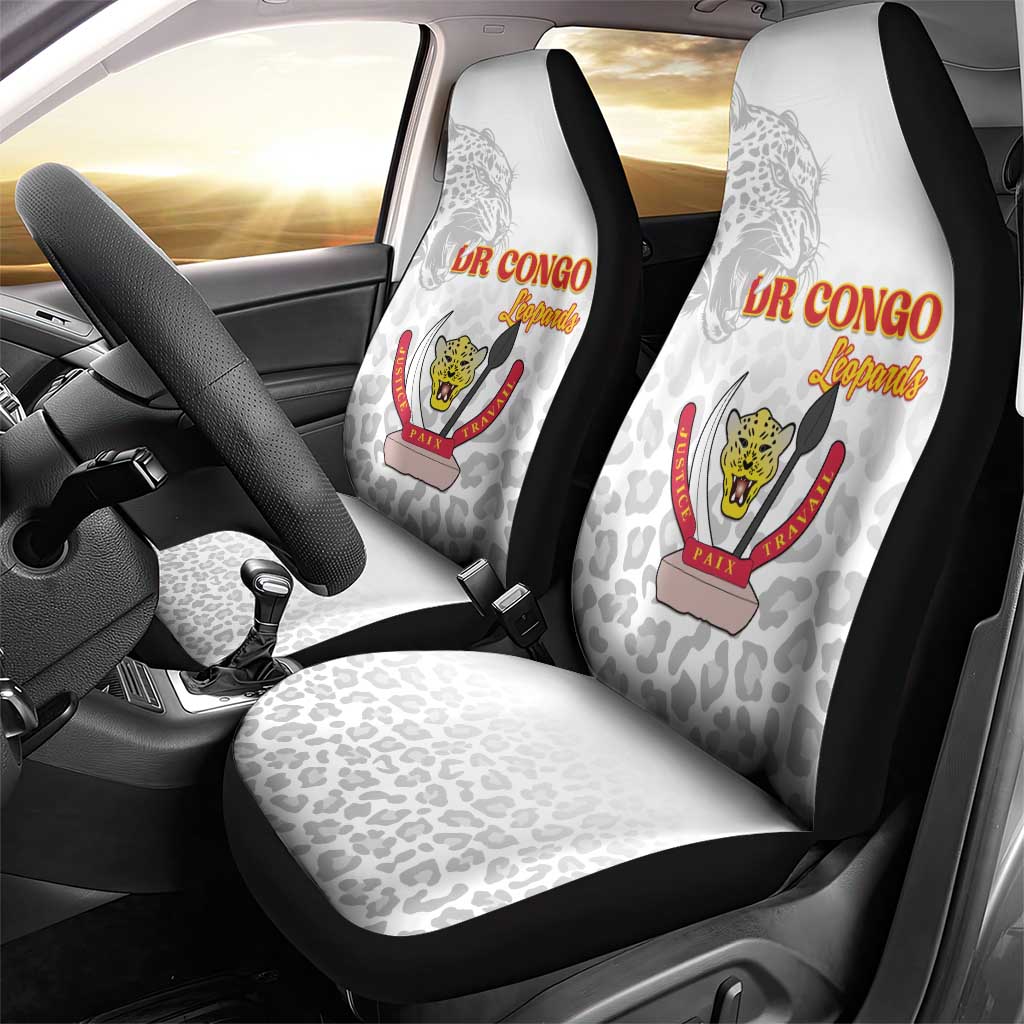 DR Congo Football Car Seat Cover Go Champions Leopards - White - Wonder Print Shop