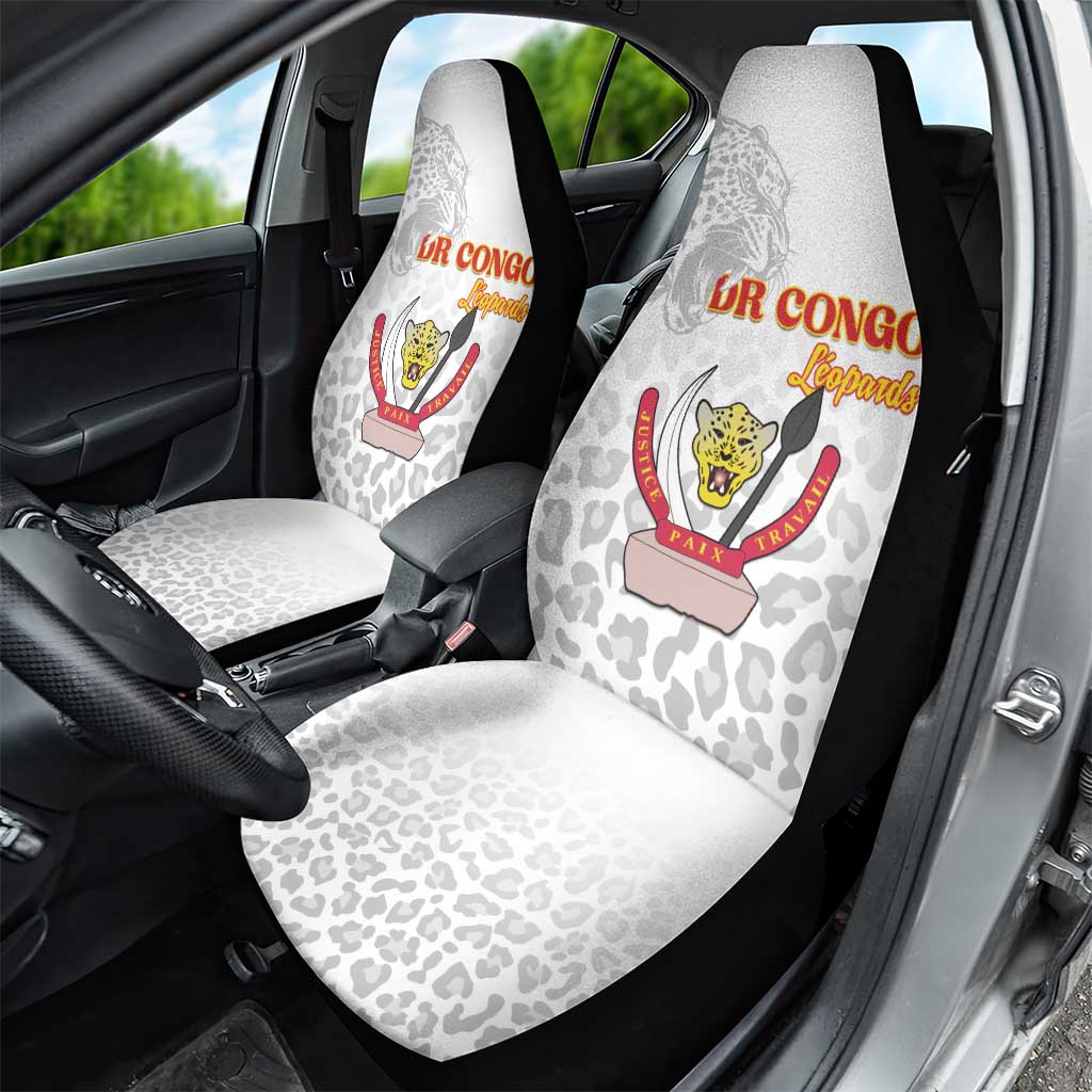 DR Congo Football Car Seat Cover Go Champions Leopards - White - Wonder Print Shop