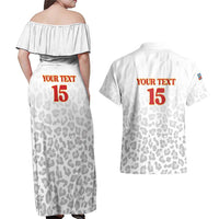 Custom DR Congo Football Couples Matching Off Shoulder Maxi Dress and Hawaiian Shirt Go Champions Leopards - White - Wonder Print Shop