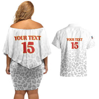 Custom DR Congo Football Couples Matching Off Shoulder Short Dress and Hawaiian Shirt Go Champions Leopards - White - Wonder Print Shop