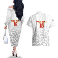 Custom DR Congo Football Couples Matching Off The Shoulder Long Sleeve Dress and Hawaiian Shirt Go Champions Leopards - White - Wonder Print Shop
