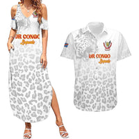 Custom DR Congo Football Couples Matching Summer Maxi Dress and Hawaiian Shirt Go Champions Leopards - White - Wonder Print Shop