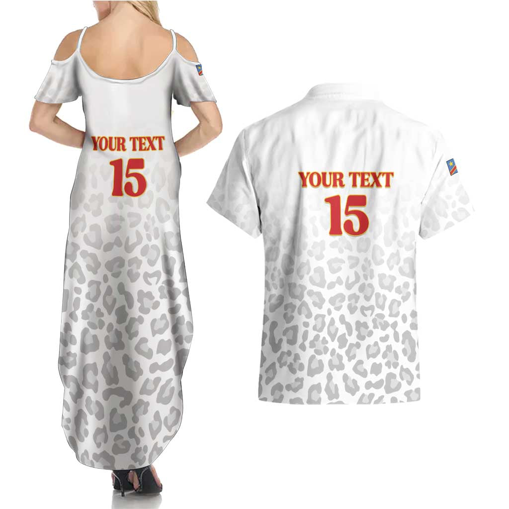 Custom DR Congo Football Couples Matching Summer Maxi Dress and Hawaiian Shirt Go Champions Leopards - White - Wonder Print Shop