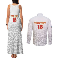 Custom DR Congo Football Couples Matching Tank Maxi Dress and Long Sleeve Button Shirt Go Champions Leopards - White - Wonder Print Shop