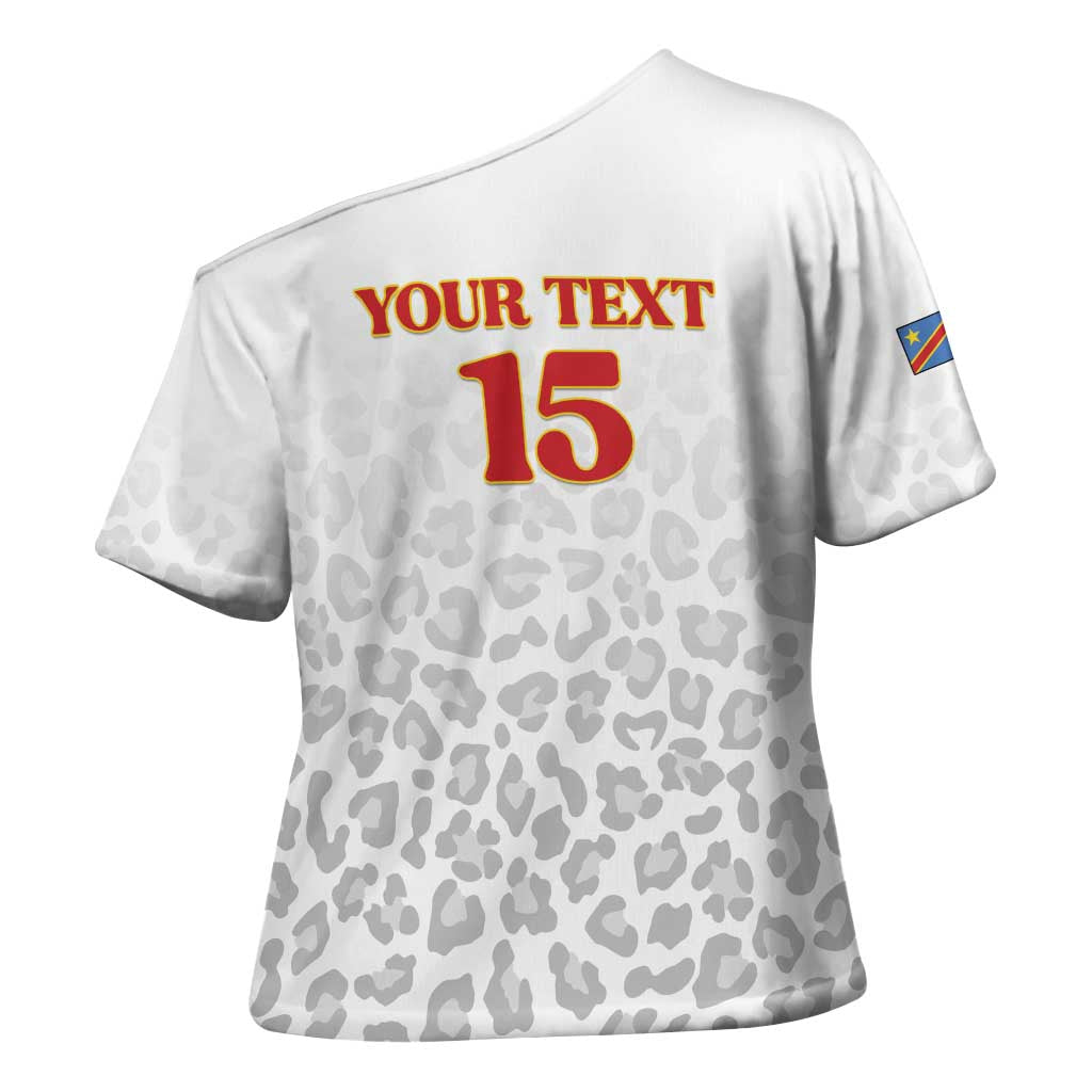 Custom DR Congo Football Cross Shoulder Shirt Go Champions Leopards - White - Wonder Print Shop