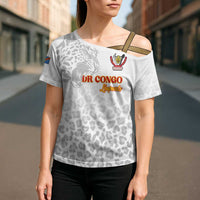 Custom DR Congo Football Cross Shoulder Shirt Go Champions Leopards - White - Wonder Print Shop