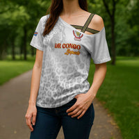 Custom DR Congo Football Cross Shoulder Shirt Go Champions Leopards - White - Wonder Print Shop
