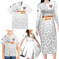 Custom DR Congo Football Family Matching Long Sleeve Bodycon Dress and Hawaiian Shirt Go Champions Leopards - White - Wonder Print Shop