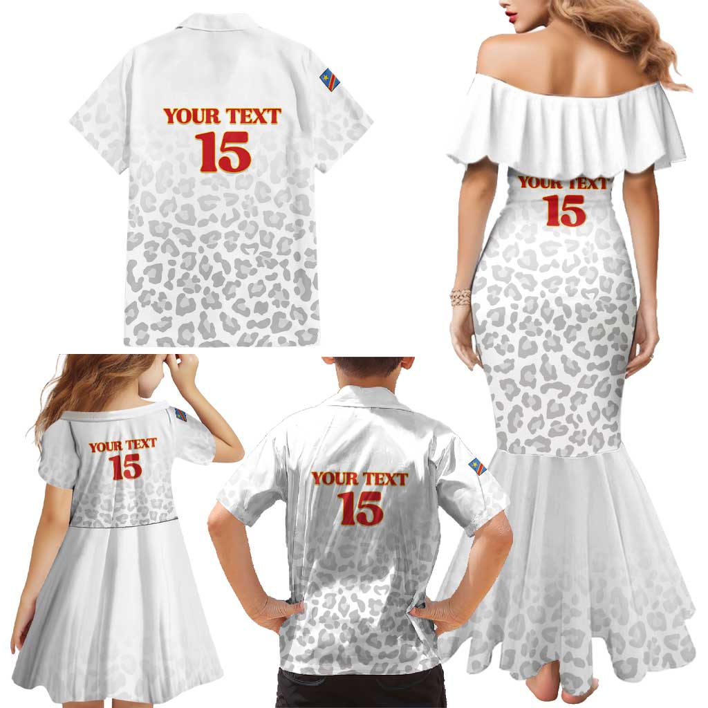 Custom DR Congo Football Family Matching Mermaid Dress and Hawaiian Shirt Go Champions Leopards - White - Wonder Print Shop