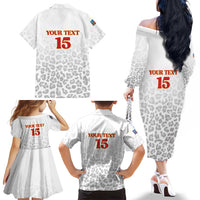 Custom DR Congo Football Family Matching Off The Shoulder Long Sleeve Dress and Hawaiian Shirt Go Champions Leopards - White - Wonder Print Shop