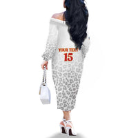 Custom DR Congo Football Family Matching Off The Shoulder Long Sleeve Dress and Hawaiian Shirt Go Champions Leopards - White - Wonder Print Shop