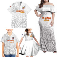 Custom DR Congo Football Family Matching Off Shoulder Maxi Dress and Hawaiian Shirt Go Champions Leopards - White - Wonder Print Shop