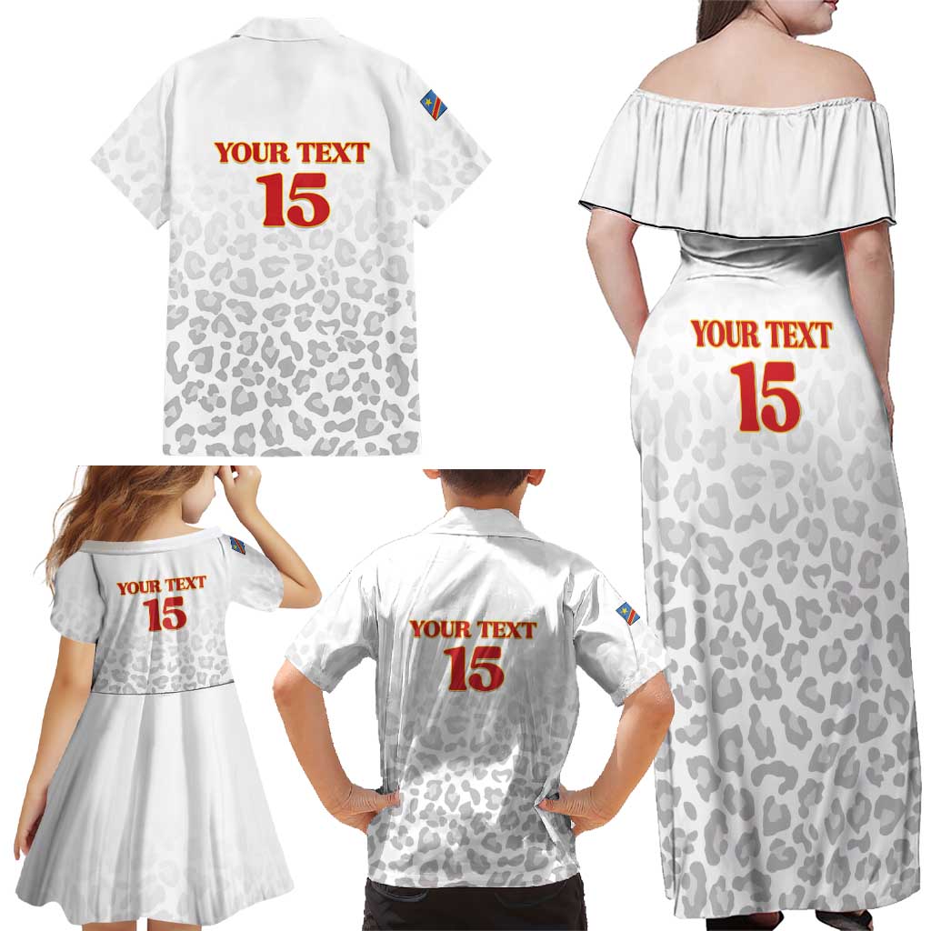 Custom DR Congo Football Family Matching Off Shoulder Maxi Dress and Hawaiian Shirt Go Champions Leopards - White - Wonder Print Shop