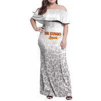 Custom DR Congo Football Family Matching Off Shoulder Maxi Dress and Hawaiian Shirt Go Champions Leopards - White - Wonder Print Shop