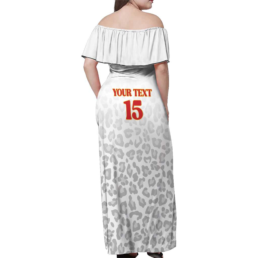Custom DR Congo Football Family Matching Off Shoulder Maxi Dress and Hawaiian Shirt Go Champions Leopards - White - Wonder Print Shop