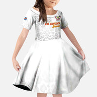 Custom DR Congo Football Family Matching Off Shoulder Short Dress and Hawaiian Shirt Go Champions Leopards - White - Wonder Print Shop