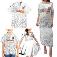 Custom DR Congo Football Family Matching Puletasi and Hawaiian Shirt Go Champions Leopards - White - Wonder Print Shop