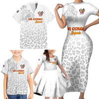 Custom DR Congo Football Family Matching Short Sleeve Bodycon Dress and Hawaiian Shirt Go Champions Leopards - White - Wonder Print Shop