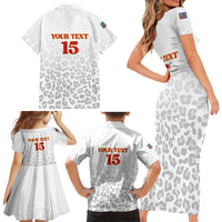 Custom DR Congo Football Family Matching Short Sleeve Bodycon Dress and Hawaiian Shirt Go Champions Leopards - White - Wonder Print Shop