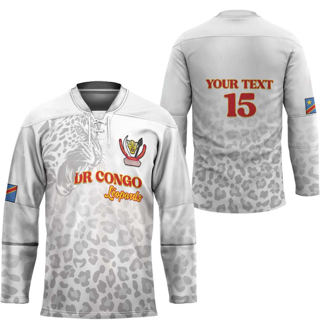 Custom DR Congo Football Hockey Jersey Go Champions Leopards - White - Wonder Print Shop