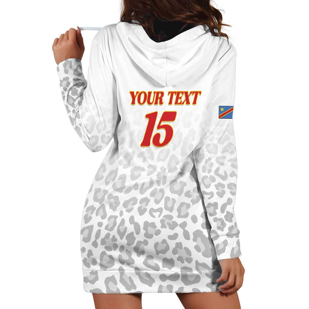 Custom DR Congo Football Hoodie Dress Go Champions Leopards - White - Wonder Print Shop