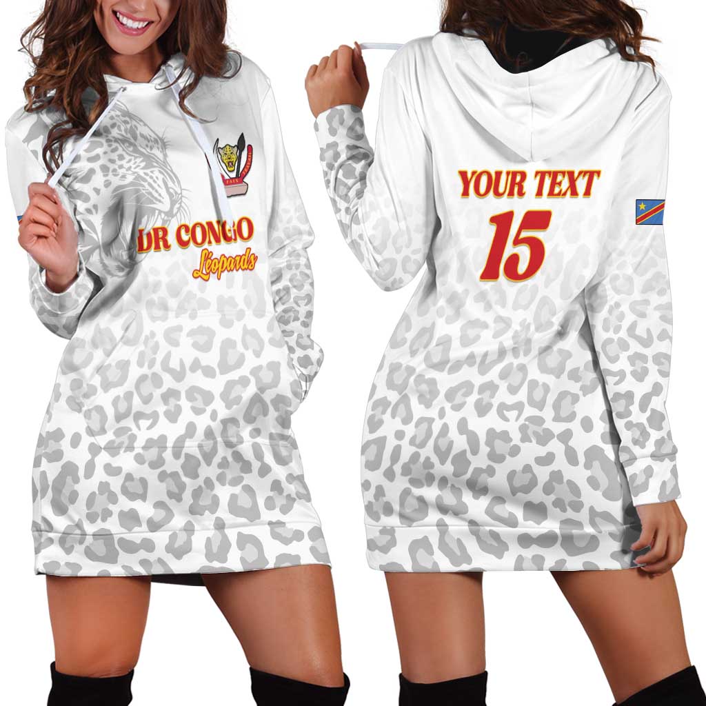 Custom DR Congo Football Hoodie Dress Go Champions Leopards - White - Wonder Print Shop