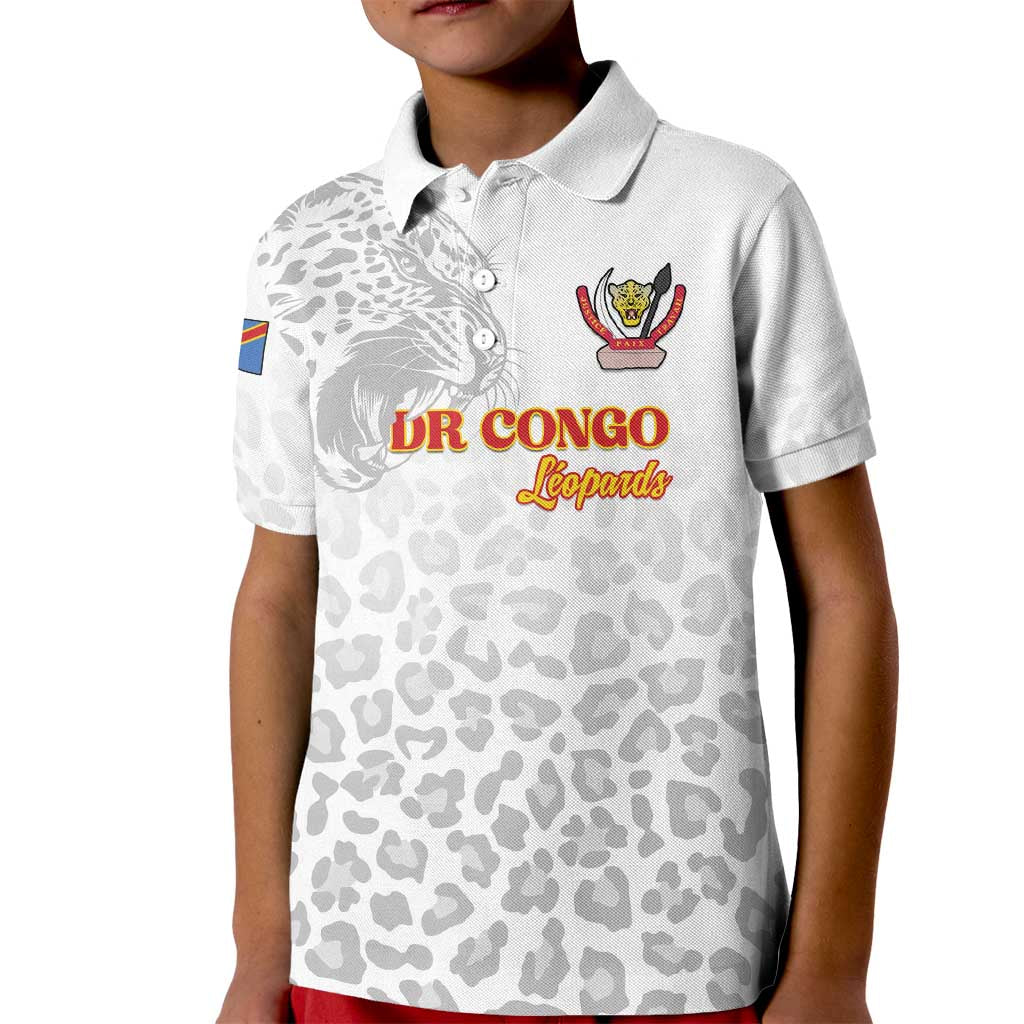 Custom DR Congo Football Kid Polo Shirt Go Champions Leopards - White - Wonder Print Shop