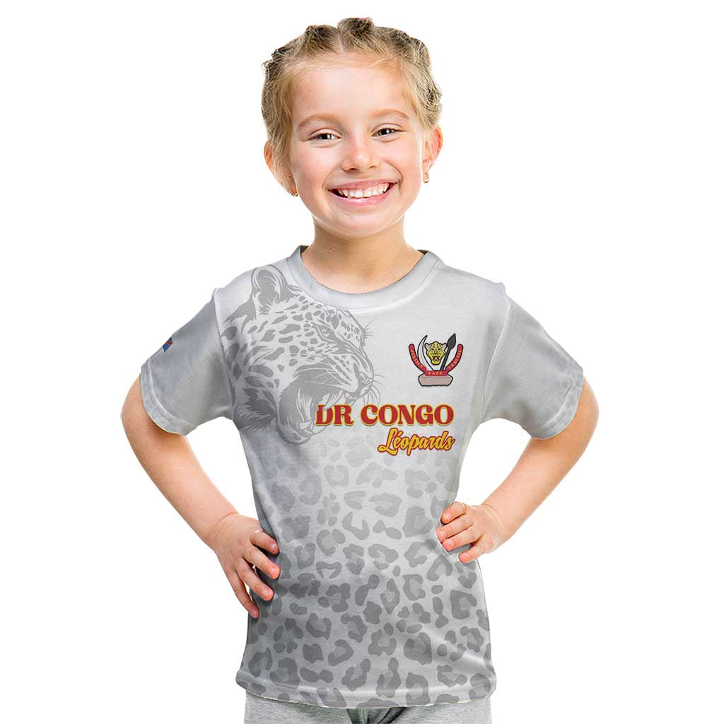 Custom DR Congo Football Kid T Shirt Go Champions Leopards - White - Wonder Print Shop