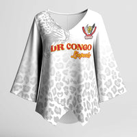 Custom DR Congo Football Kimono Sleeve Blouse Go Champions Leopards - White - Wonder Print Shop