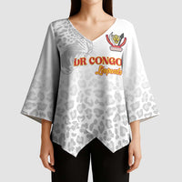 Custom DR Congo Football Kimono Sleeve Blouse Go Champions Leopards - White - Wonder Print Shop