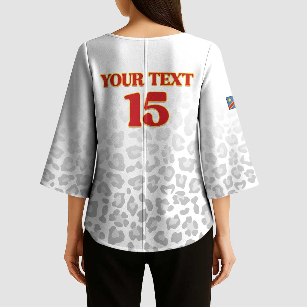 Custom DR Congo Football Kimono Sleeve Blouse Go Champions Leopards - White - Wonder Print Shop