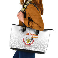 DR Congo Football Leather Tote Bag Go Champions Leopards - White - Wonder Print Shop