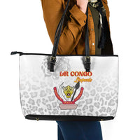 DR Congo Football Leather Tote Bag Go Champions Leopards - White - Wonder Print Shop