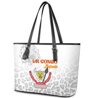 DR Congo Football Leather Tote Bag Go Champions Leopards - White - Wonder Print Shop