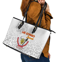 DR Congo Football Leather Tote Bag Go Champions Leopards - White - Wonder Print Shop