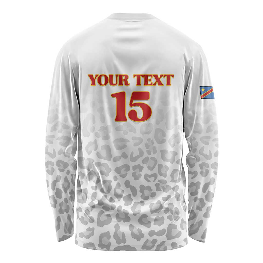 Custom DR Congo Football Long Sleeve Shirt Go Champions Leopards - White - Wonder Print Shop