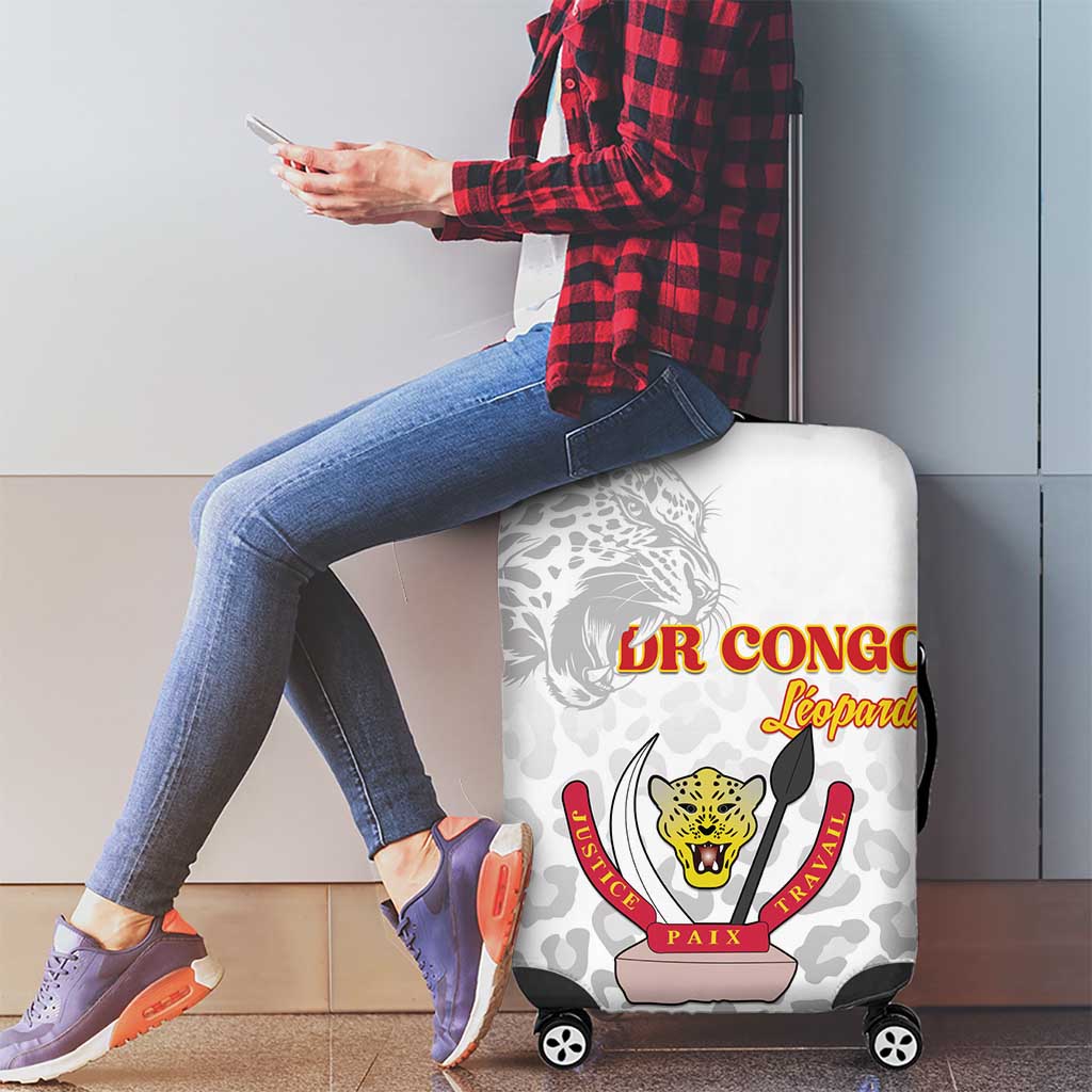 DR Congo Football Luggage Cover Go Champions Leopards - White - Wonder Print Shop