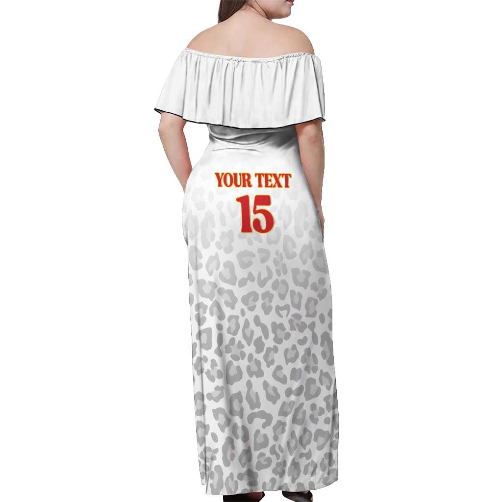 Custom DR Congo Football Off Shoulder Maxi Dress Go Champions Leopards - White - Wonder Print Shop