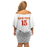 Custom DR Congo Football Off Shoulder Short Dress Go Champions Leopards - White - Wonder Print Shop