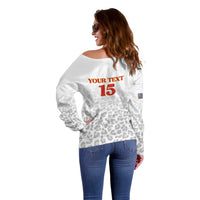 Custom DR Congo Football Off Shoulder Sweater Go Champions Leopards - White - Wonder Print Shop