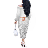 Custom DR Congo Football Off The Shoulder Long Sleeve Dress Go Champions Leopards - White - Wonder Print Shop