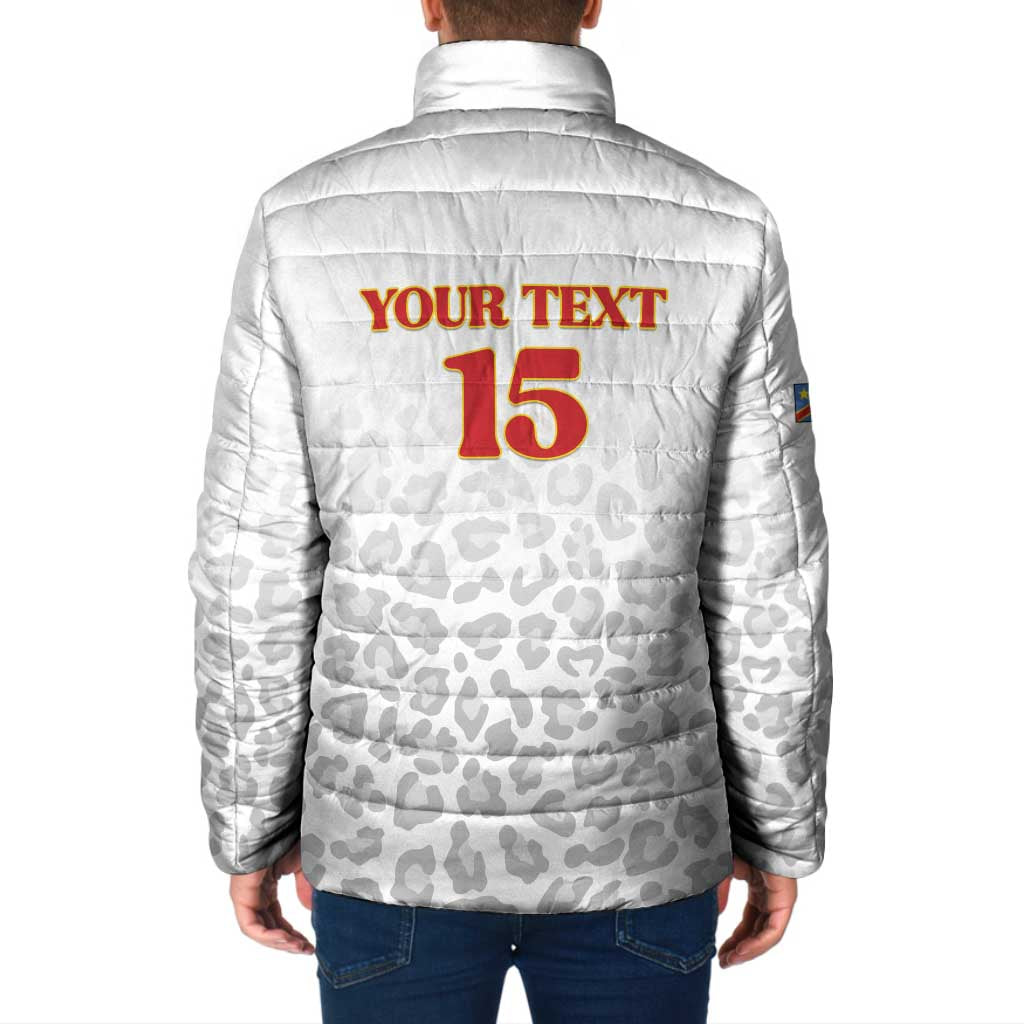 Custom DR Congo Football Padded Jacket Go Champions Leopards - White - Wonder Print Shop