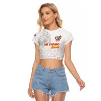 Custom DR Congo Football Raglan Cropped T Shirt Go Champions Leopards - White - Wonder Print Shop