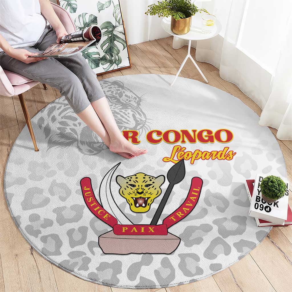 DR Congo Football Round Carpet Go Champions Leopards - White - Wonder Print Shop