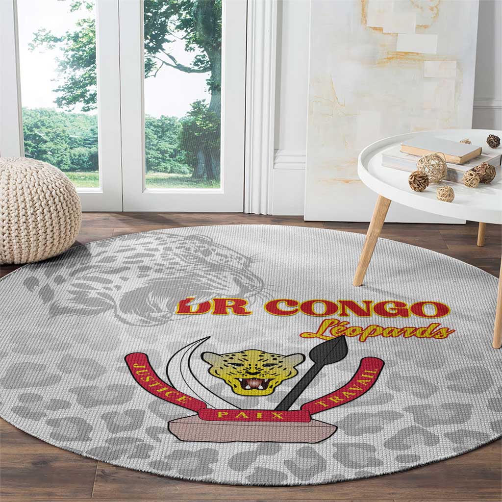 DR Congo Football Round Carpet Go Champions Leopards - White - Wonder Print Shop