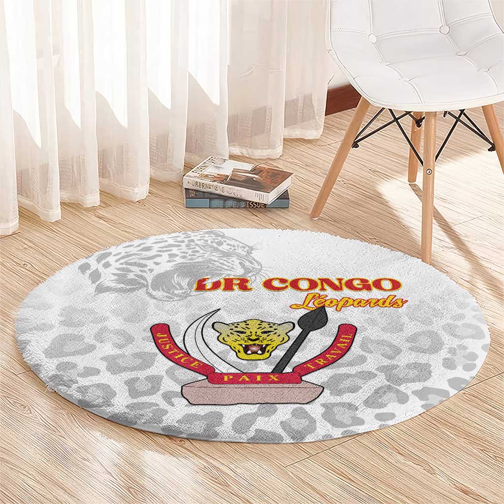 DR Congo Football Round Carpet Go Champions Leopards - White - Wonder Print Shop